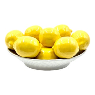 Vintage Italian Majolica Bowl of Lemons Centerpiece For Sale