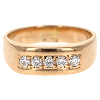 0.40 Carat Men's Diamond Band 14 Karat Yellow Gold, size 10 For Sale