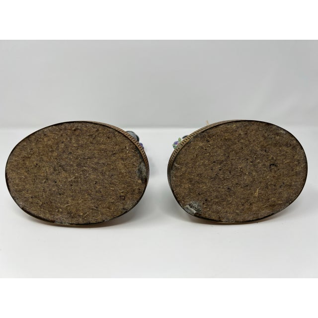 Pair of Dresden Style Porcelain Courting Couple Figurines on Pierced Metal Bases, Circa 1900 For Sale In Seattle - Image 6 of 10