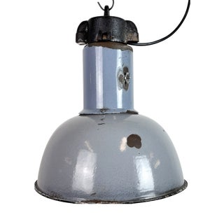 Bauhaus Industrial Grey Enamel Pendant Lamp from Elektrosvit, 1930s For Sale
