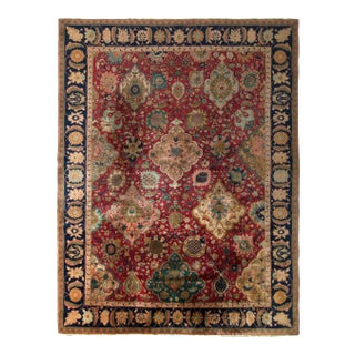 Hand-Knotted Antique Shahrestan Rug in Red and Beige-Brown Floral Pattern For Sale