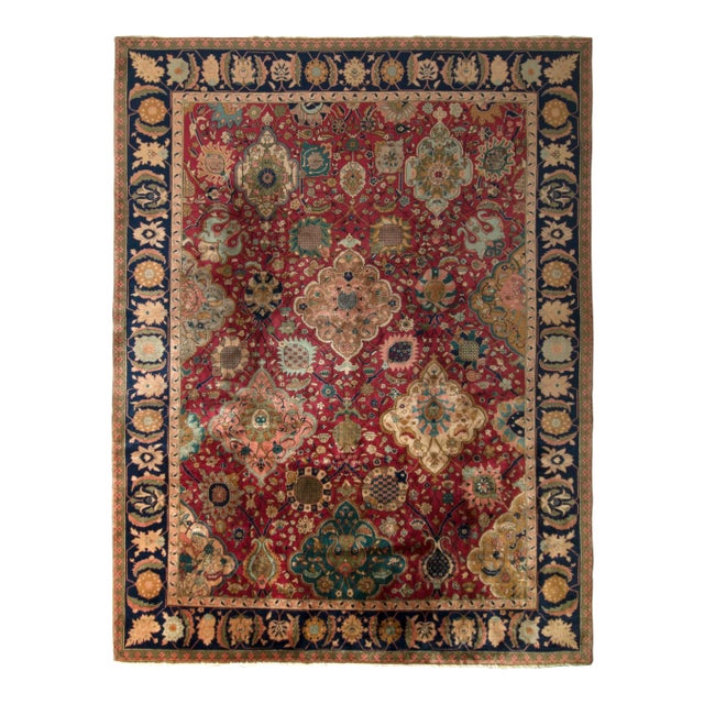 Hand-Knotted Antique Shahrestan Rug in Red and Beige-Brown Floral Pattern For Sale