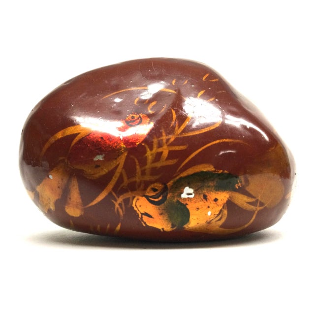 Vintage Artisan Hand Painted Fish Over Stone Paperweight For Sale - Image 10 of 10