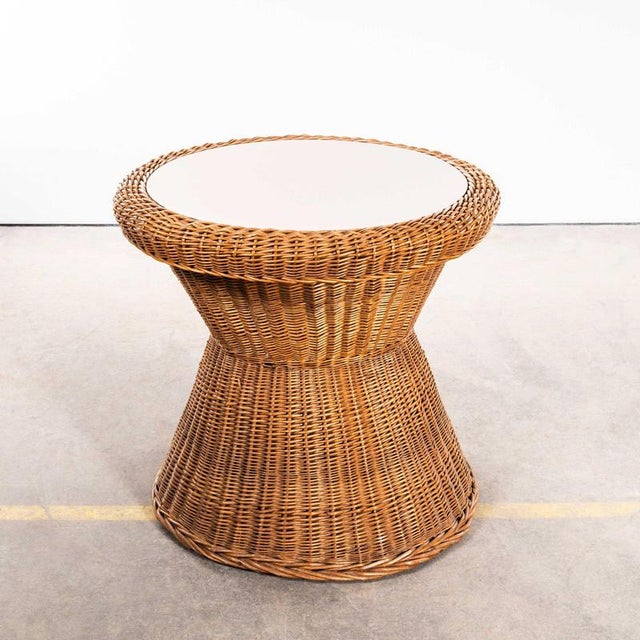 Brown French Wicker Table with Laminated Top, 1970s For Sale - Image 8 of 8