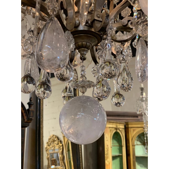 Exceptional 19th century French rock crystal chandelier with 12 lights. Lovely combination of crystals including large...