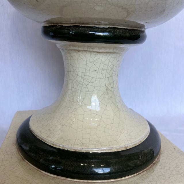 Paint 1990s Large Italian Hand Painted Urn With Lid, Featuring Olive Flower Design - a Pair For Sale - Image 7 of 13