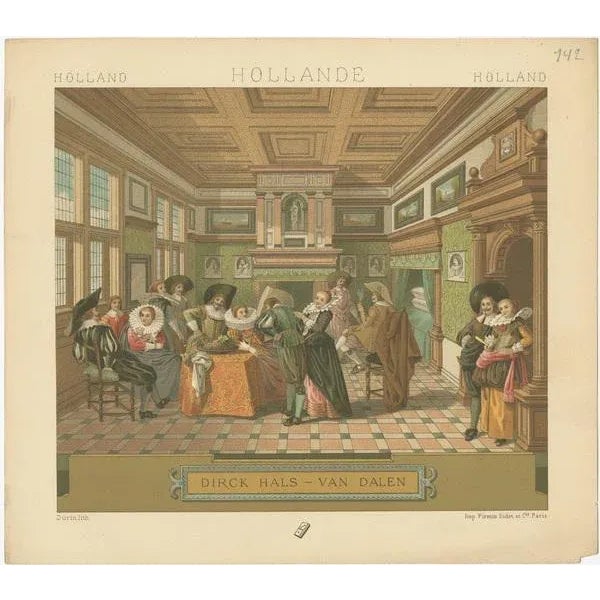 Antique print titled 'Holland - Hollande - Holland'. Chromolithograph of Holland - Dirck Hals Van Dalen. This print...