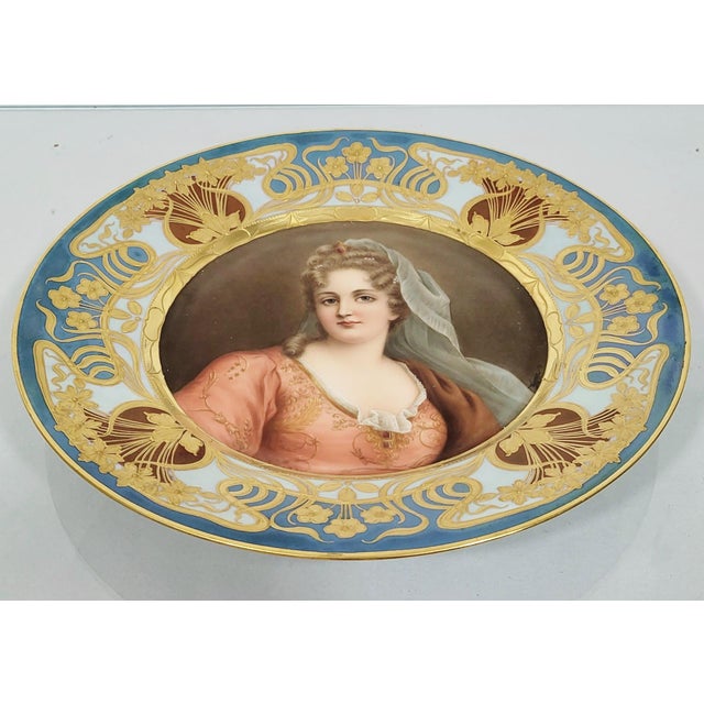 19th C Austrian Royal Vienna Porcelain Portrait Plate of Duchesse De Bourgogne by Wagner For Sale - Image 4 of 13