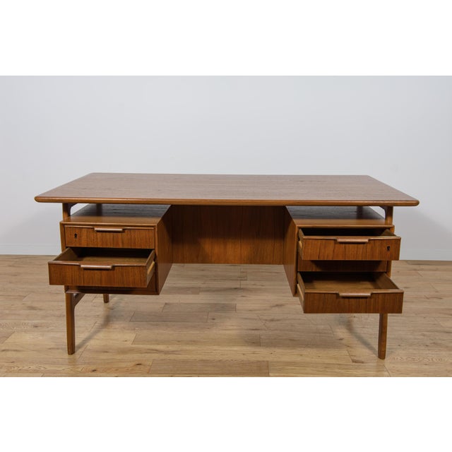 Mid-Century Teak Model 75 Freestanding Desk from Omann Jun, Denmark, 1950s For Sale - Image 18 of 18