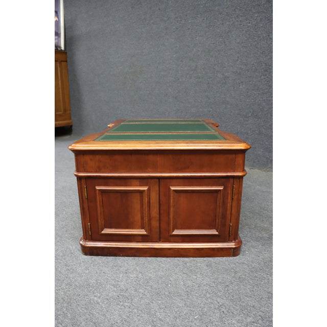 Croquet Cherry Leather-Top Partners Desk Form Coffee Table For Sale - Image 13 of 16