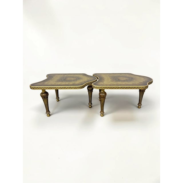 1970s Pair of 1970s Vintage Italian Neoclassical Églomisé Style Side Tables For Sale - Image 5 of 7