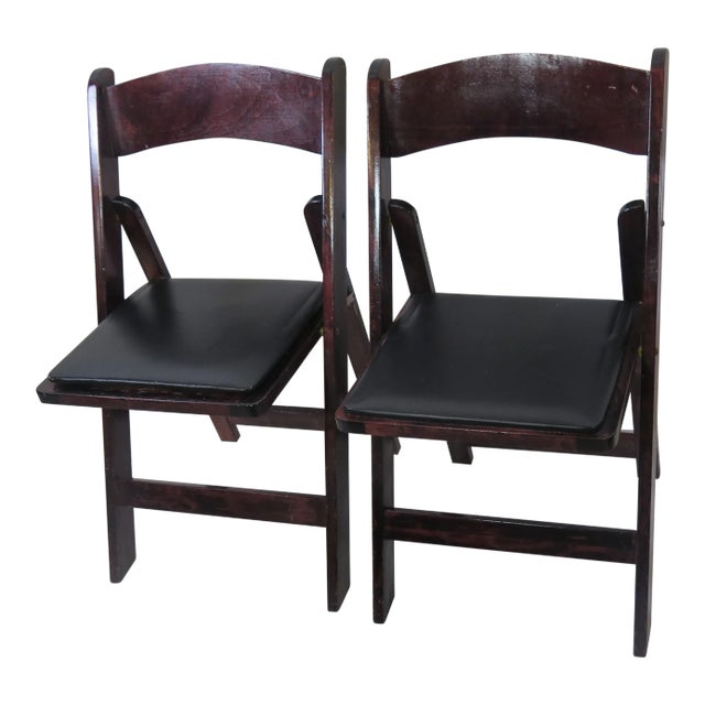 1990s Tortoiseshell Finish Wooden Folding Chairs - a Pair For Sale