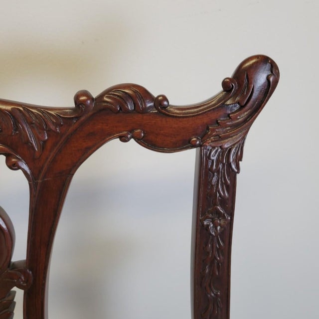 Pair of Chippendale-Style Mahogany Armchairs With Ball-and-Claw Feet For Sale In Raleigh - Image 6 of 11