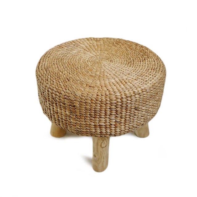 Contemporary Round Banana Leaf Rope Stool For Sale - Image 3 of 6