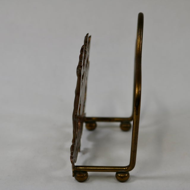 Metal Vintage Italian Brass Honor Crest Letter or Napkin Holder For Sale - Image 7 of 9