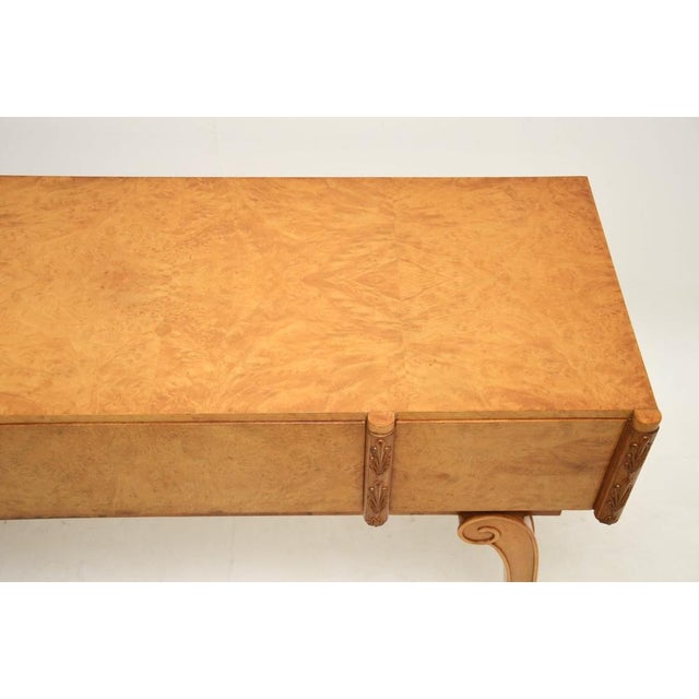 Wood Art Deco Burr Walnut Console Table attributed to Hille, 1920s For Sale - Image 7 of 10
