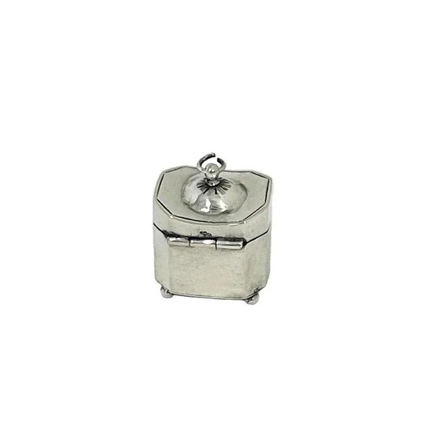 19th Century Dutch Miniature Dollhouse Silver Tea Caddy For Sale - Image 3 of 11