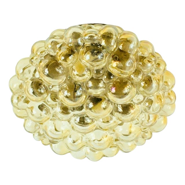 Large Mid-Century Modern Amber Bubble Glass Ceiling Light by Helena Tynell for Limburg, Germany, 1960s For Sale