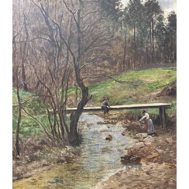 Victor Mytteis Hungarian Country Landscape With Figures C.1902 For Sale - Image 4 of 12