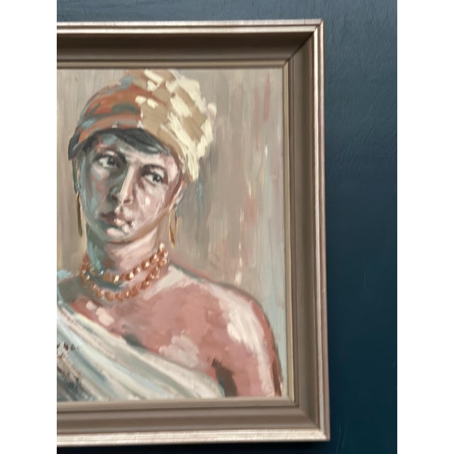Unknown, Portrait of a Woman, 1950s, Oil on Panel, Framed For Sale - Image 4 of 12