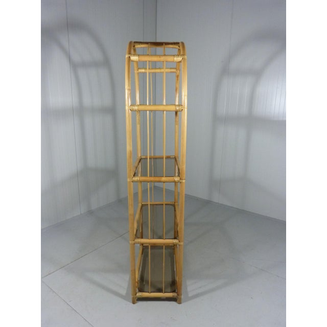 1970s Rattan & Smoked Glass Display Rack, 1970s For Sale - Image 5 of 11