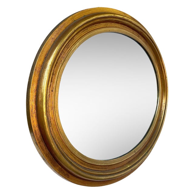 A Lovely Antique Oval Gold Beveled Wall Mirror. Circa 1920's.