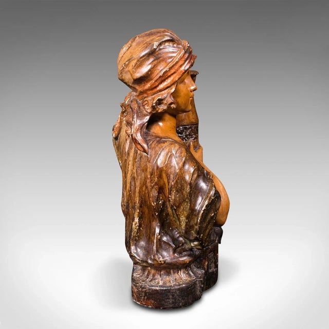 Late 19th Century 1900s Antique French Female Portrait Bust Candle Holder For Sale - Image 5 of 13