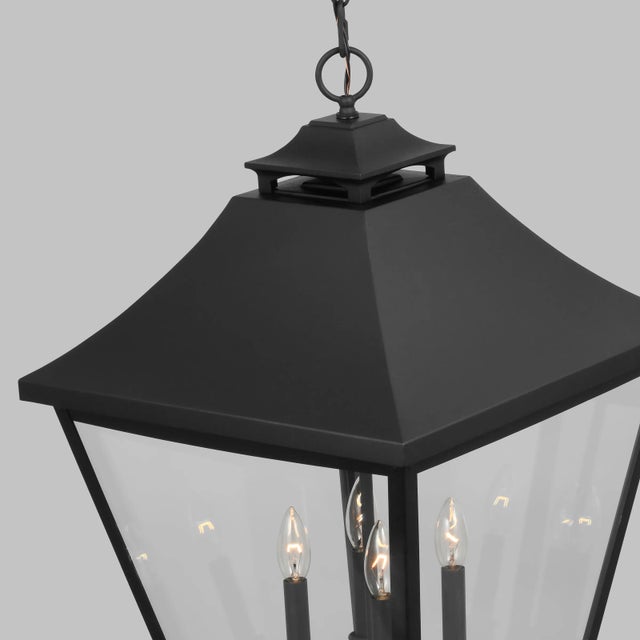Traditional Sean Lavin by Visual Comfort Studio Galena 4-Light Outdoor Large Pendant Lantern in Textured Black For Sale - Image 3 of 5