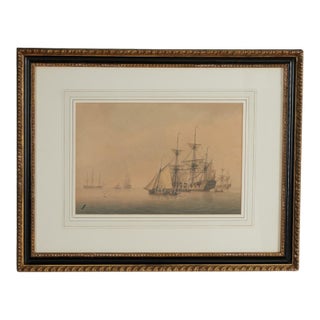 Antique English Maritime Watercolor of Sailing Ships by L Owen For Sale
