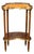 French-Style Wood Side Table – Sculptural Shaped Top, Gold Leaf Details & Lower Display Shelf For Sale