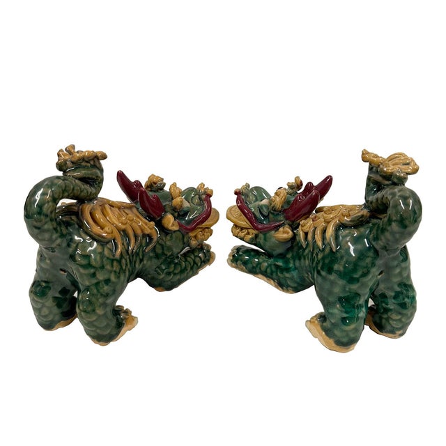 Mid 20th Century a Pair of Chinese Feng Shui Prosperity Statues, Foo Dogs. For Sale - Image 13 of 13