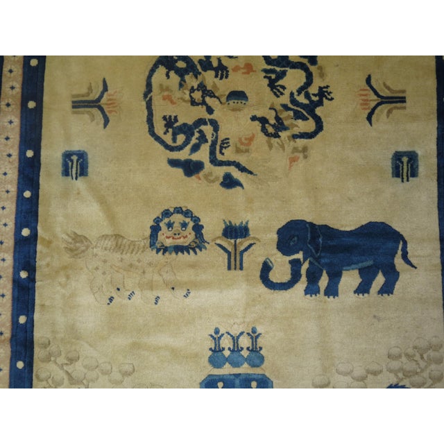 Chinese Antique Pictorial Animal Elephant Rug For Sale In New York - Image 6 of 6
