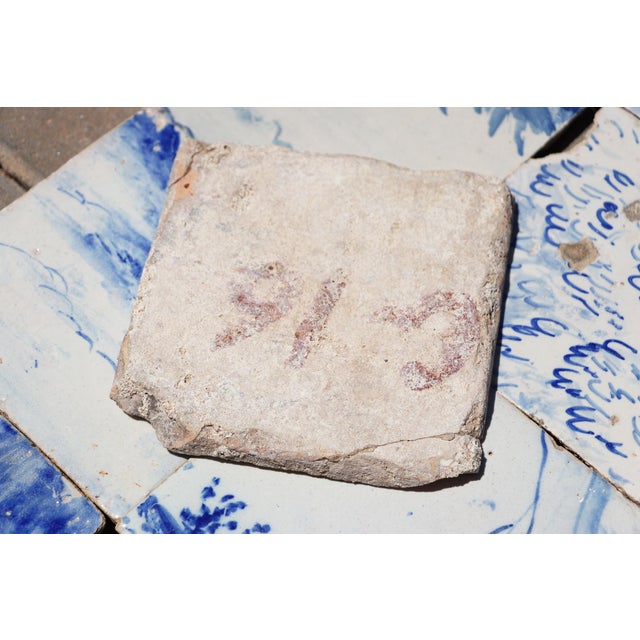 18th Century Portuguese Blue & White Scenic Baroque Tiles, Antique Set of 8 For Sale - Image 9 of 9