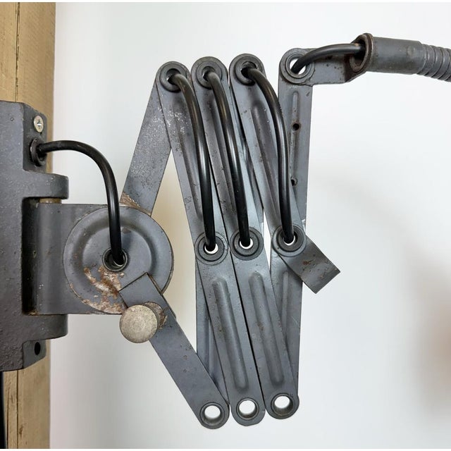 Grey Industrial Gooseneck Scissor Wall Lamp from Elektroinstala, 1960s For Sale - Image 14 of 18