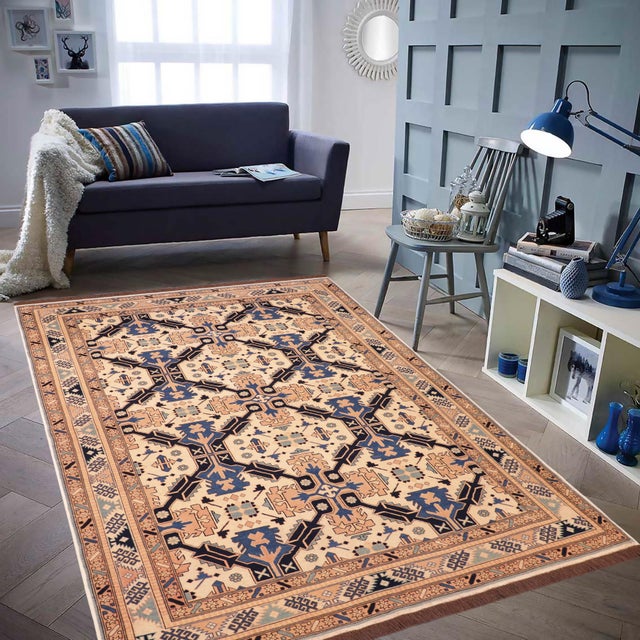 Enhance your home with the timeless craftsmanship of a hand-knotted Kargahi wool rug, celebrated for its tribal artistry,...