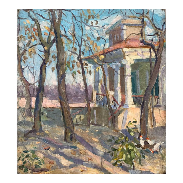 Vintage Urban Oil Painting: Ukrainian Cityscape, 1960 Art 38-34 For Sale