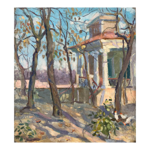 Vintage Urban Oil Painting: Ukrainian Cityscape, 1960 Art 38-34