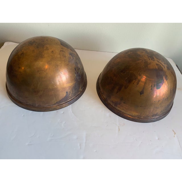 This pair of Copper and Iron plant stands are original Art Deco Period circa 1930. Painted wrought iron/steel geometric...