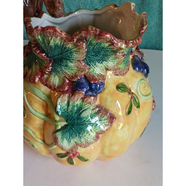 Late 20th Century Vintage Ceramic Water Pitcher "Thanksgiving Banquet" by Fitz and Floyd 1993-98 For Sale - Image 5 of 7