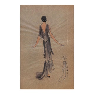 Lanvin of Paris C1920s Original Fashion Illustration in Gouache For Sale
