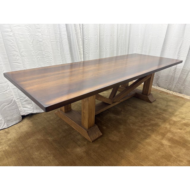 Traditional Arhaus Tuscany Dining Table — 118" Handcrafted in Italy | Solid Poplar Wood | Curated Trestle Base For Sale - Image 3 of 18