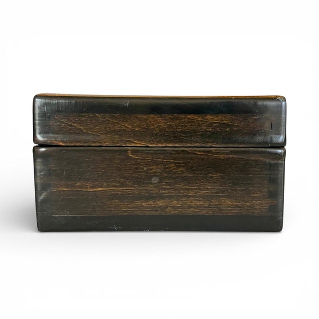 Mid 20th Century Vintage Ebonized Wood Sailboat Box With Gold Accents For Sale - Image 5 of 6
