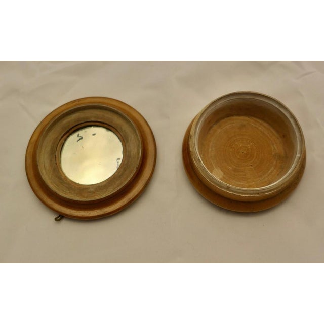 3 Hand Made Sycamore Treen Pots 1 with Miniatures The first pot is a powder pot with an internal mirror No2 is a salve pot...