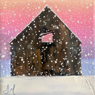 All Is Calm by Leigh Ann Van Fossan | Oil Painting of a snow-covered barn in a winter scene For Sale