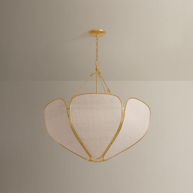 Contemporary Hudson Valley Lighting Bayville 31.75 in. 6 Light Pendant in Vintage Gold Leaf Finish For Sale - Image 3 of 8
