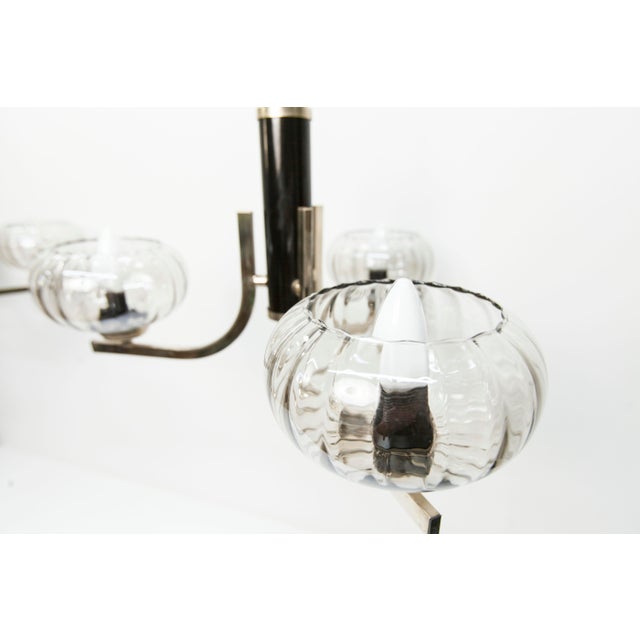 Black and Gold 3-Arm Chandelier with Clear Glass Shade from See Delmas, 1960s For Sale - Image 6 of 18