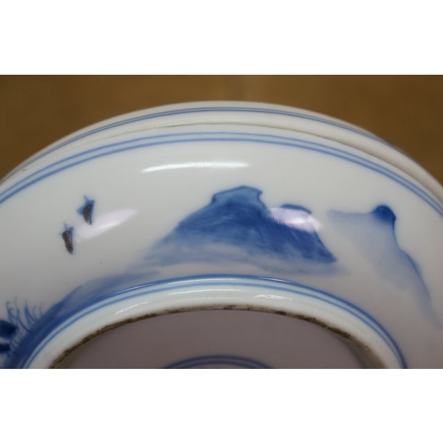 Antique Chinese Qing Blue & White Round Porcelain Ink Seal Paste Box 5" For Sale - Image 13 of 13
