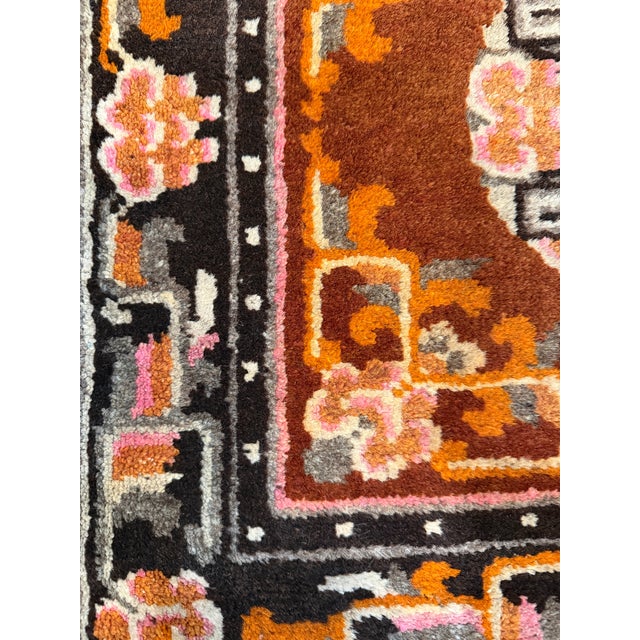 Art Deco Antique Chinese Square Rug With Floral Medallion 2' X 2'2" For Sale - Image 3 of 16
