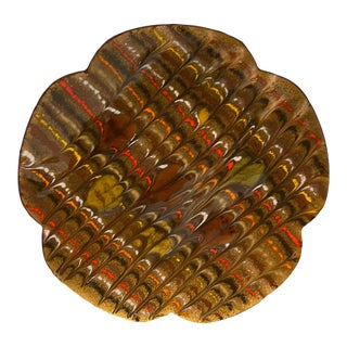 1960s Color Fusion Art Scalloped Enamel Copper Plate Eve Rabinowe For Sale