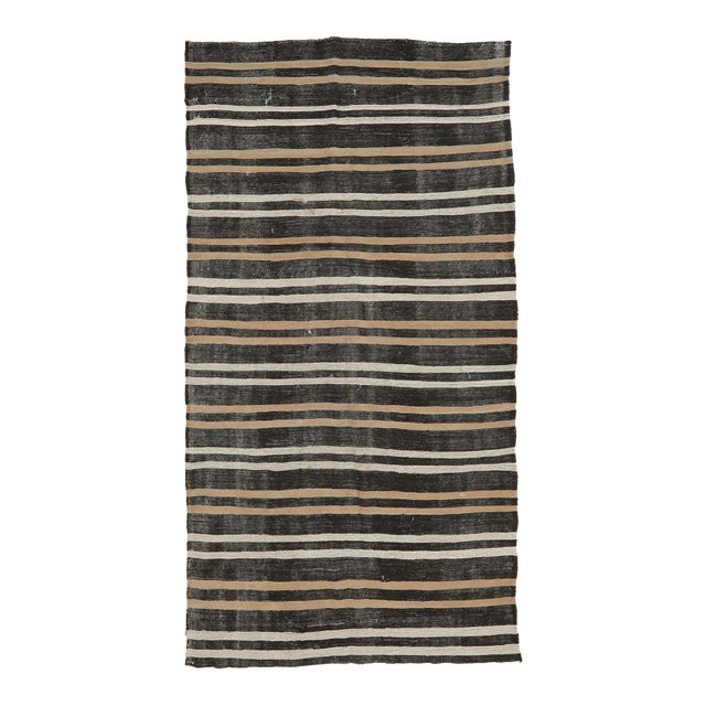 Mid 20th Century Vintage Striped Turkish Kilim Rug For Sale